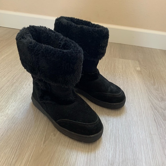 Style&Co fuzzy faux fur ankle boots black - Picture 2 of 4